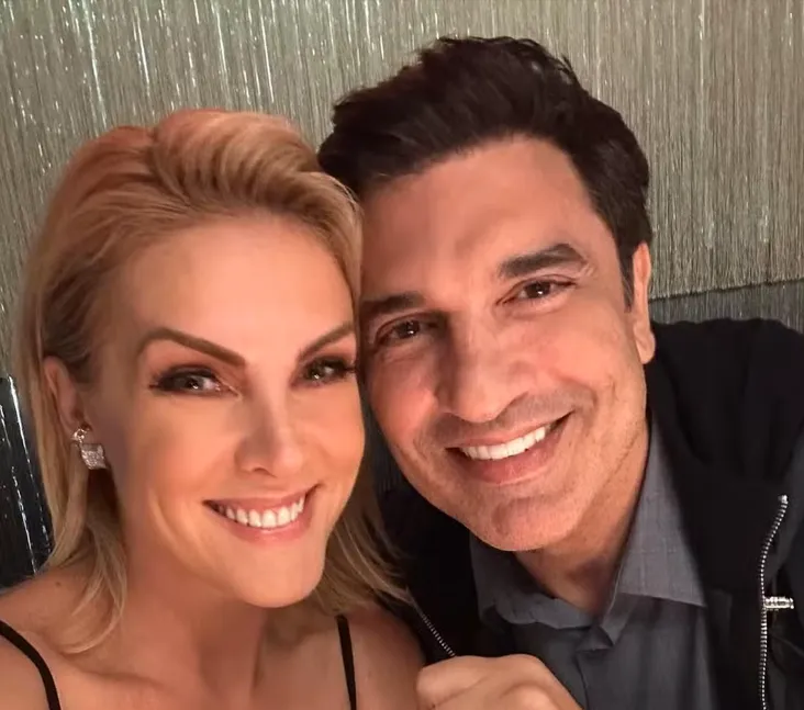 Ana Hickmann e Edu Guedes, casal brasileiro, sorrindo juntos em um retrato em um momento de apoio mútuo.