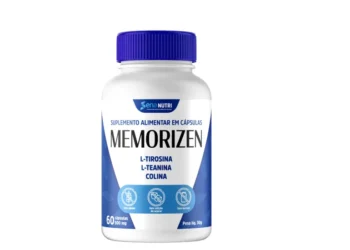Suplemento natural Memorizen para melhorar a memória, com L-tirosina, L-teanina e colina.